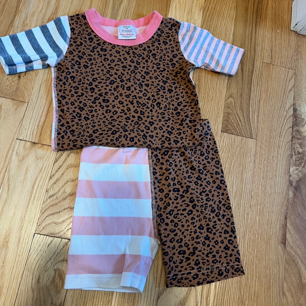 Hanna Andersson Pink and Brown Leopard Print Pajama Set - Size 8 - Picture 1 of 9